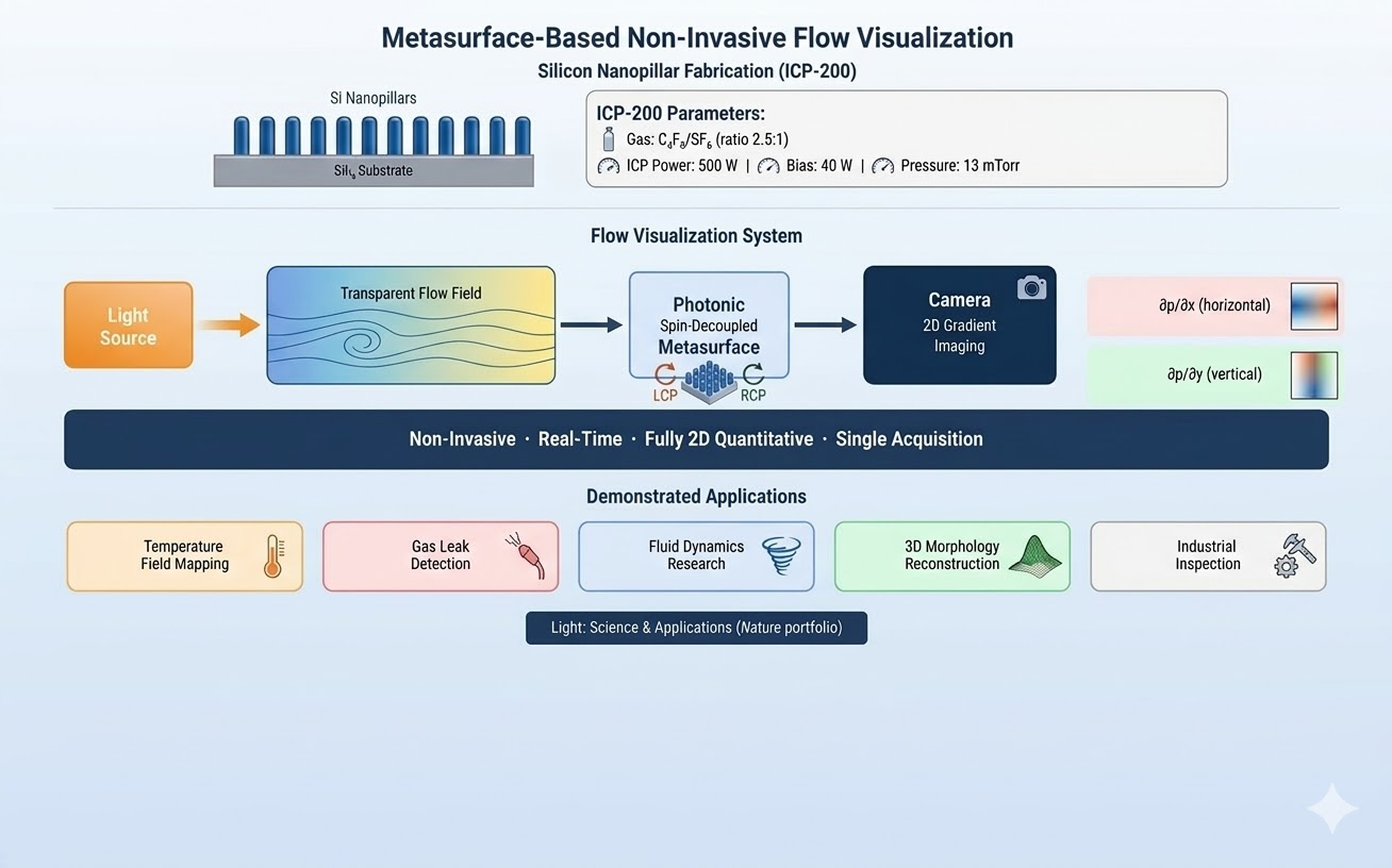 Metasurface-based flow visualization system using photonic spin-decoupled silicon nanopillars