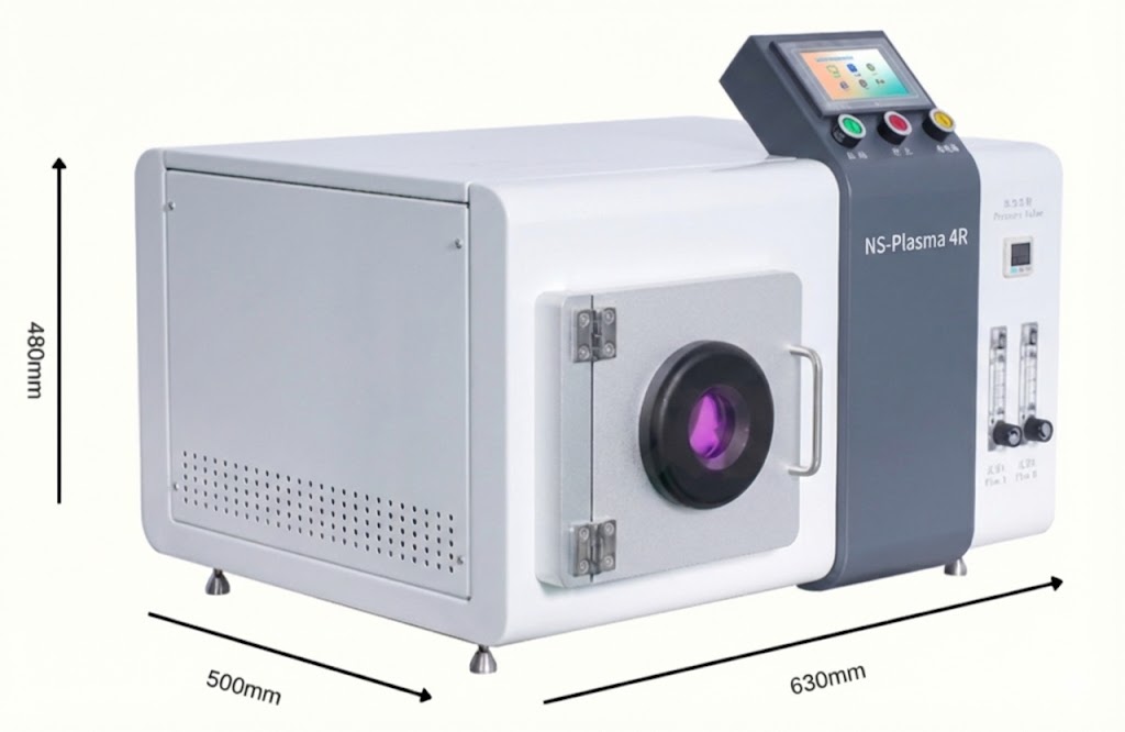 A compact RF plasma cleaner used in biomedical research